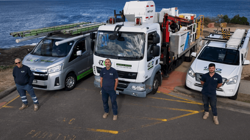 IZCO Electrical service fleet ready for residential and Level 2 electrical work