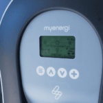 Wall-mounted smart EV charger installed for residential electric vehicle charging