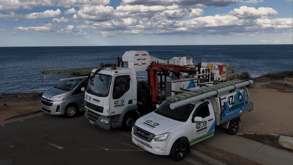 IZCO Electrical service vehicles and lift truck ready for Level 2 electrical work