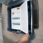 Completed solar switchboard upgrade on property wall