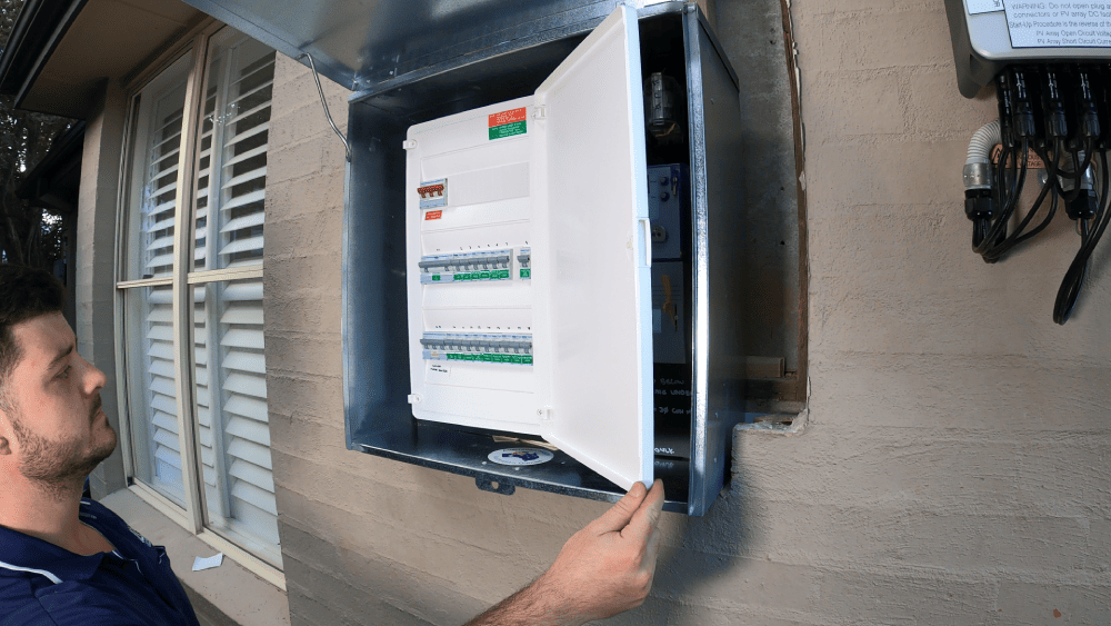Completed solar switchboard upgrade on property wall